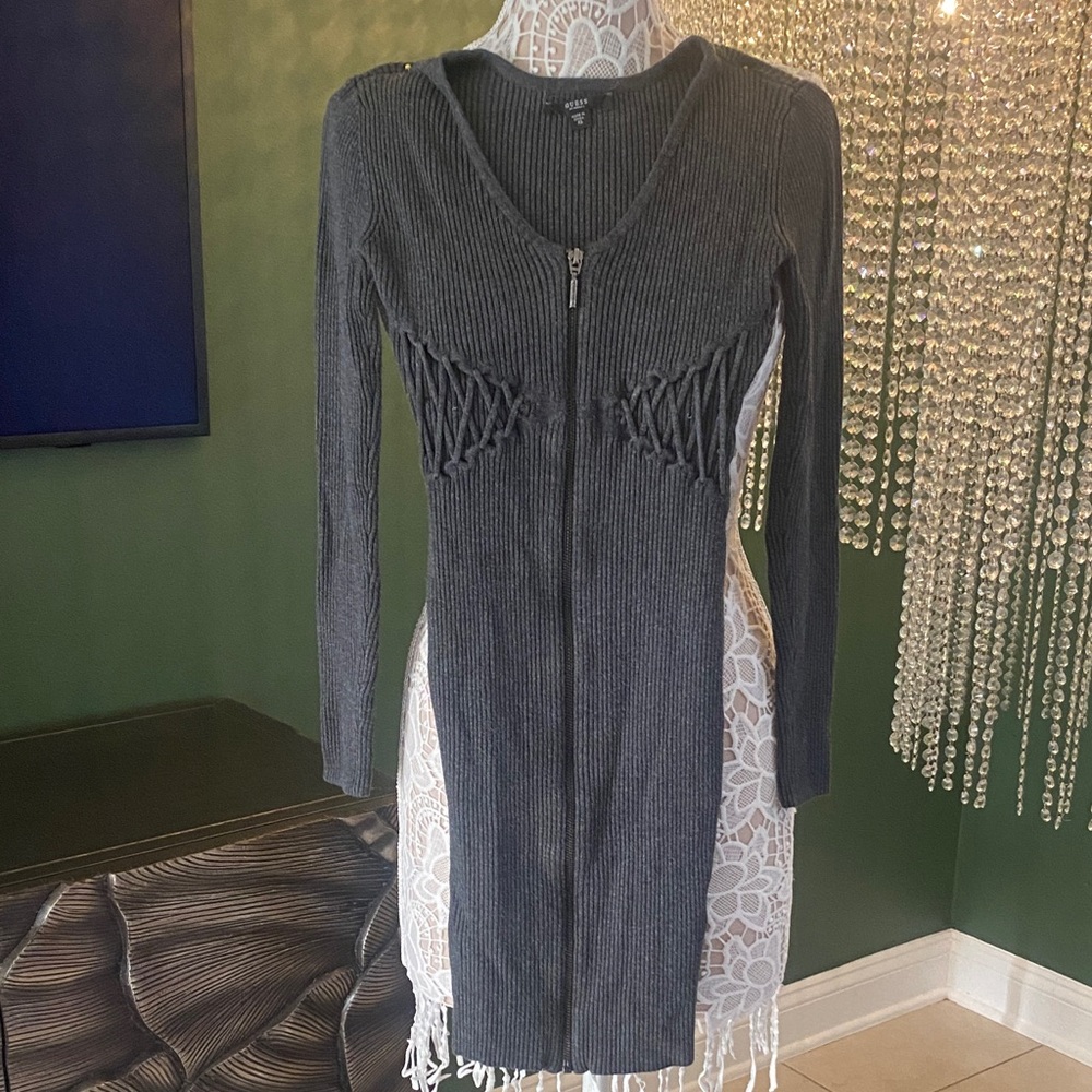 Guess Charcoal Long Sleeve Dress